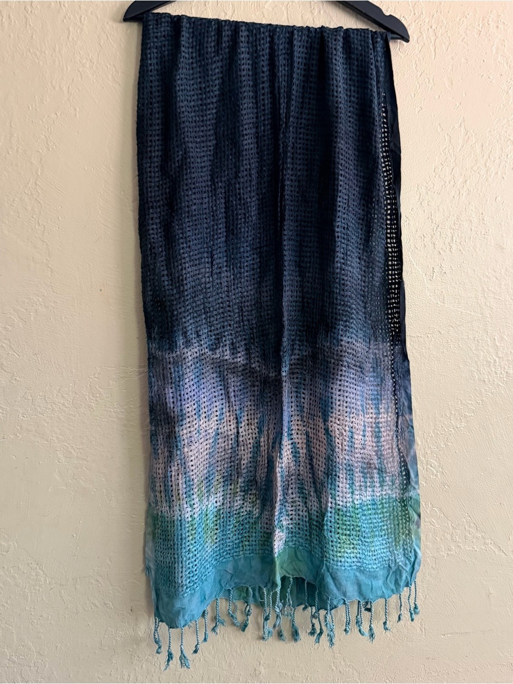 Lightweight Ombre Blue Crochet Scarf & Wrap